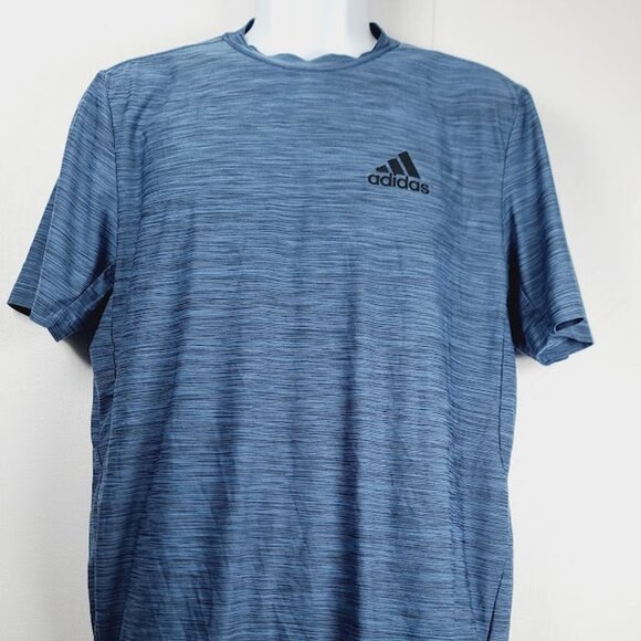Adidas Men's Blue Aeroready Heather Crew-Neck Casual T-Shirt Size S - Picture 2 of 7